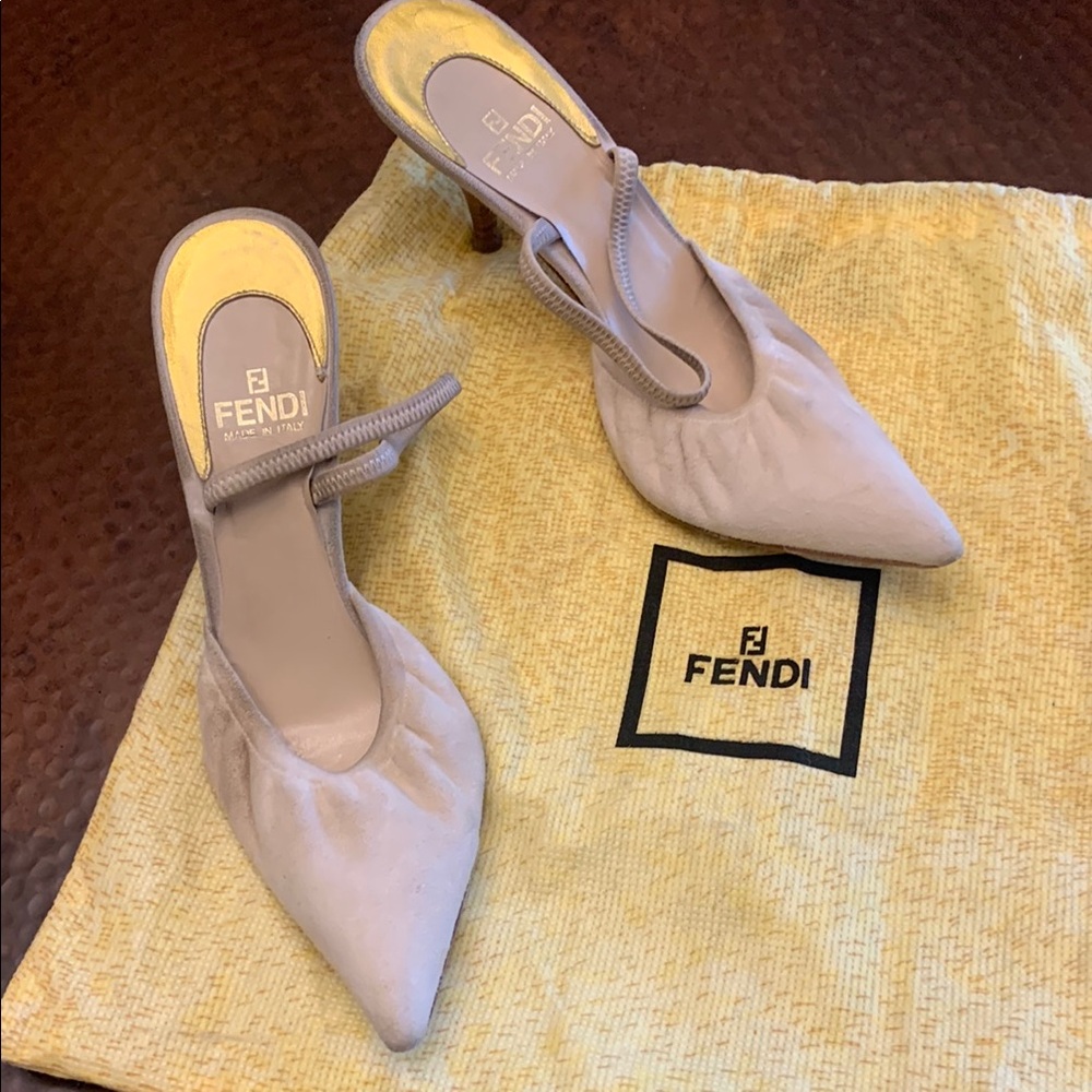 Fendi Women's Tan Slingback Heels